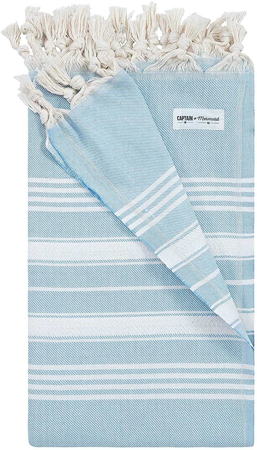 CAPTAIN and Mermaid Strandtuch Captain&Mermaid Premium Strandtuch aus 100% Baumwolle, 100% Baumwolle