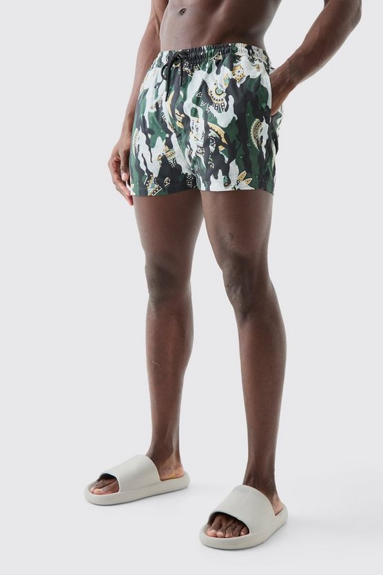 Short Length Camo Bandana Swim Short