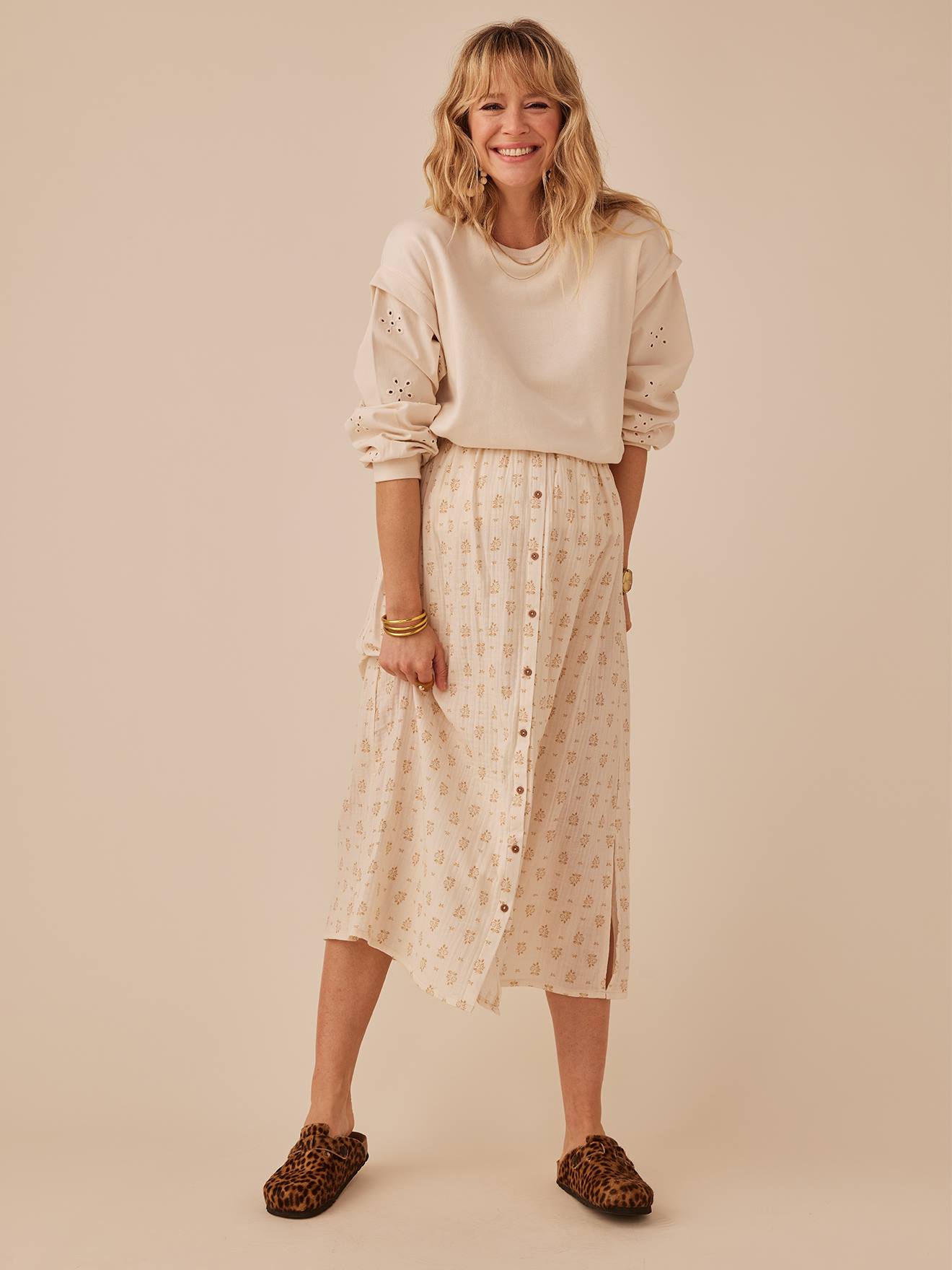 Envie de Fraise Umstands-Sweatshirt mit Materialmix ENVIE DE FRAISE - sandfarben
