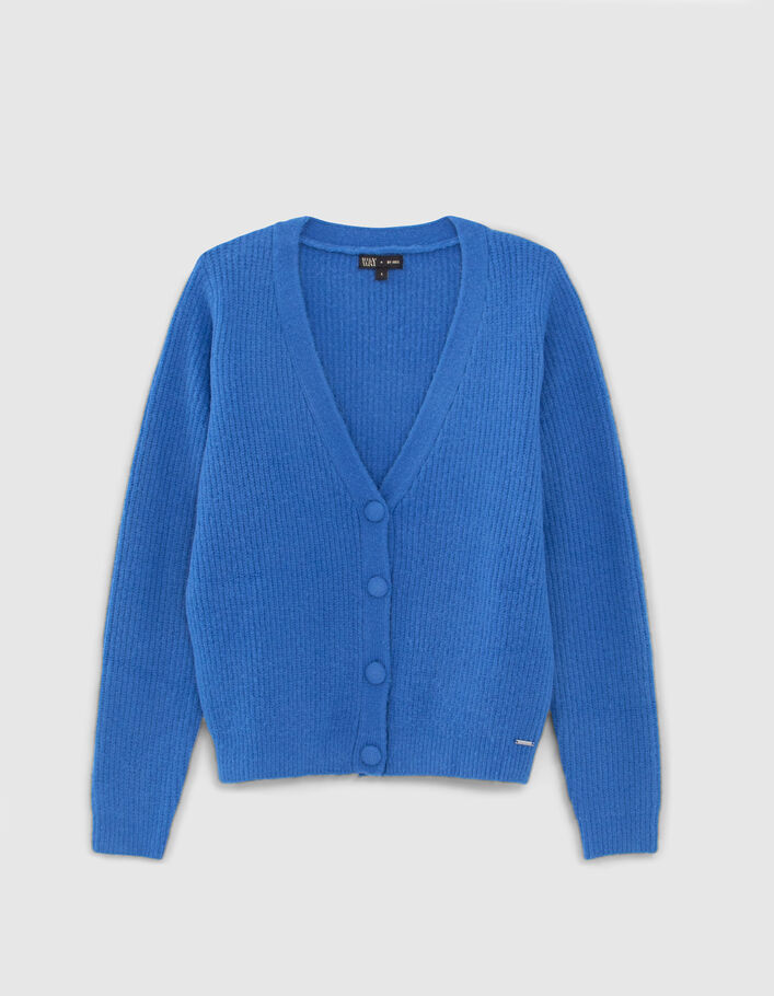 Cardigan bleu cropped en tricot fille