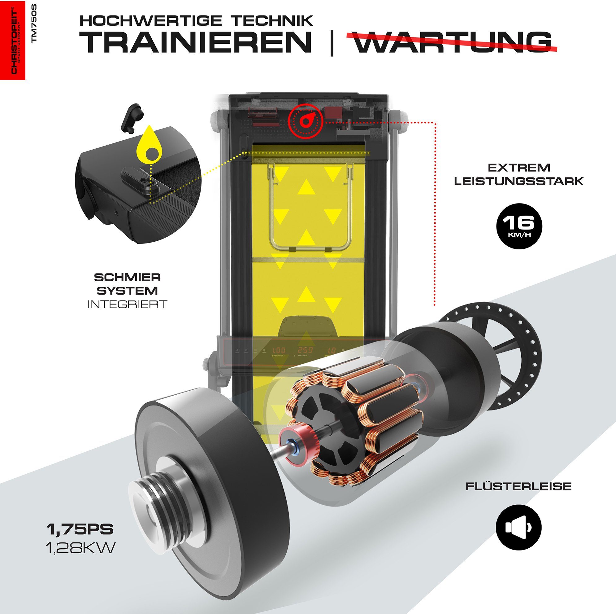 Christopeit Sport® Laufband TM 750 S, 95% vormontiert, nur 19 cm flach