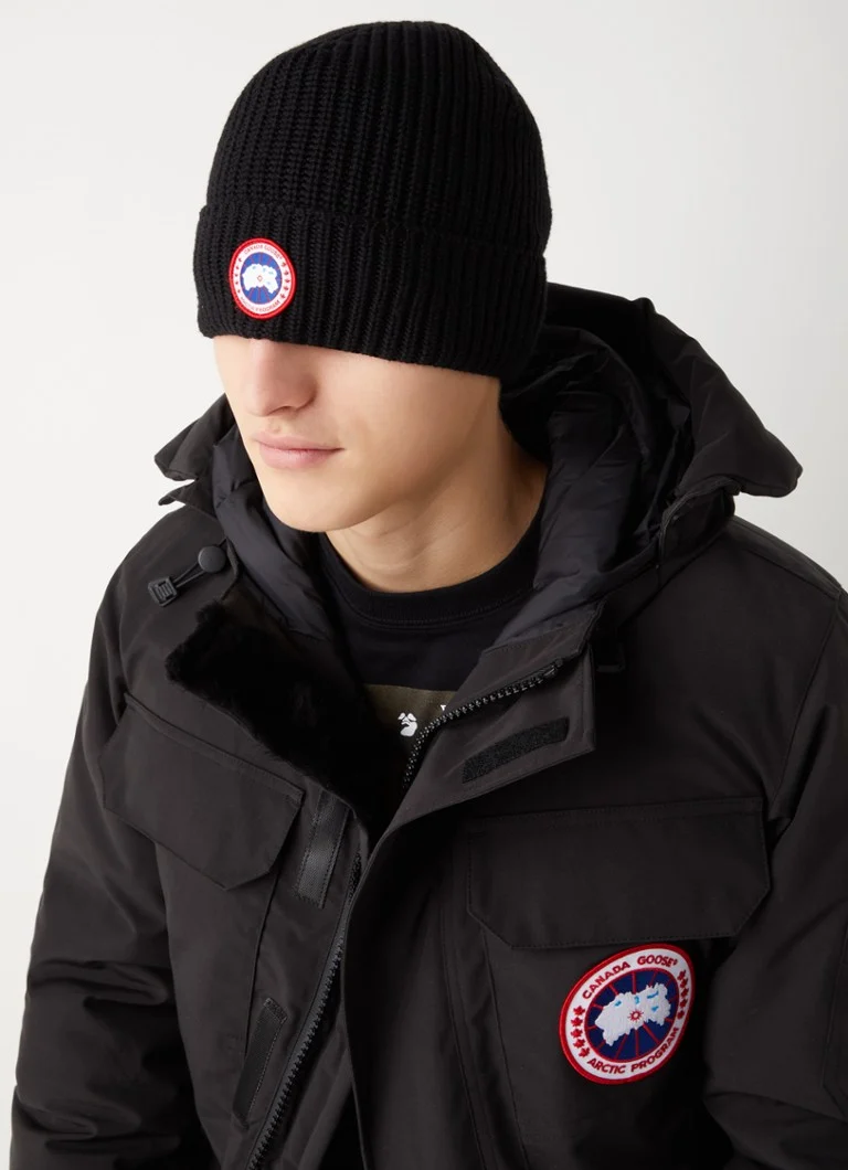 Canada Goose Arctic chunky knit wool hat with logo