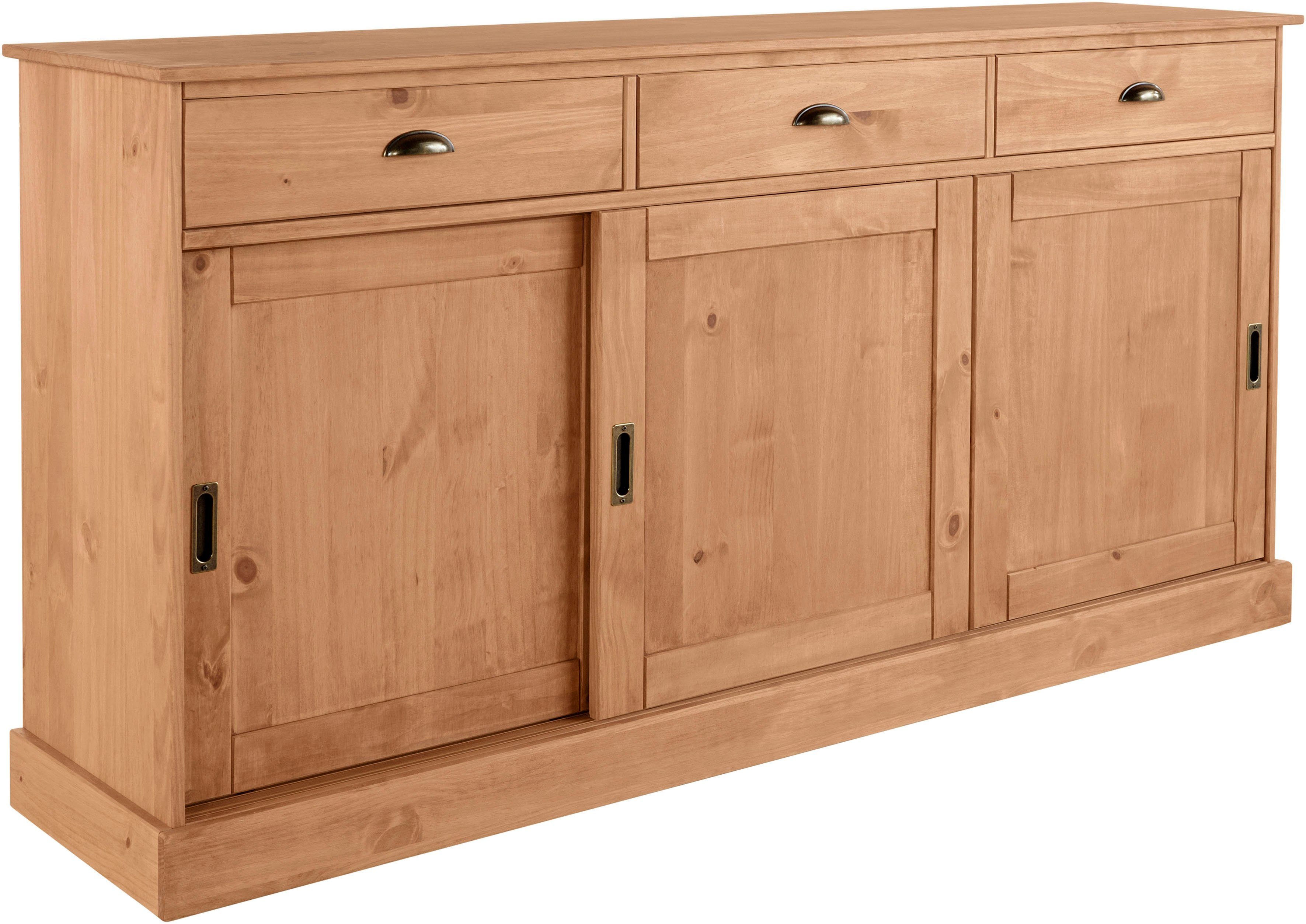 Home affaire Sideboard Schröder, mit 3 Schiebetüren und 3 Schubkasten, aus massivem Kiefernholz
