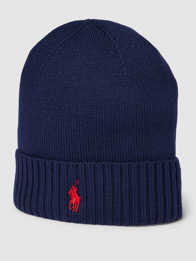 Beanie mit Label-Stitching in dunkelblau