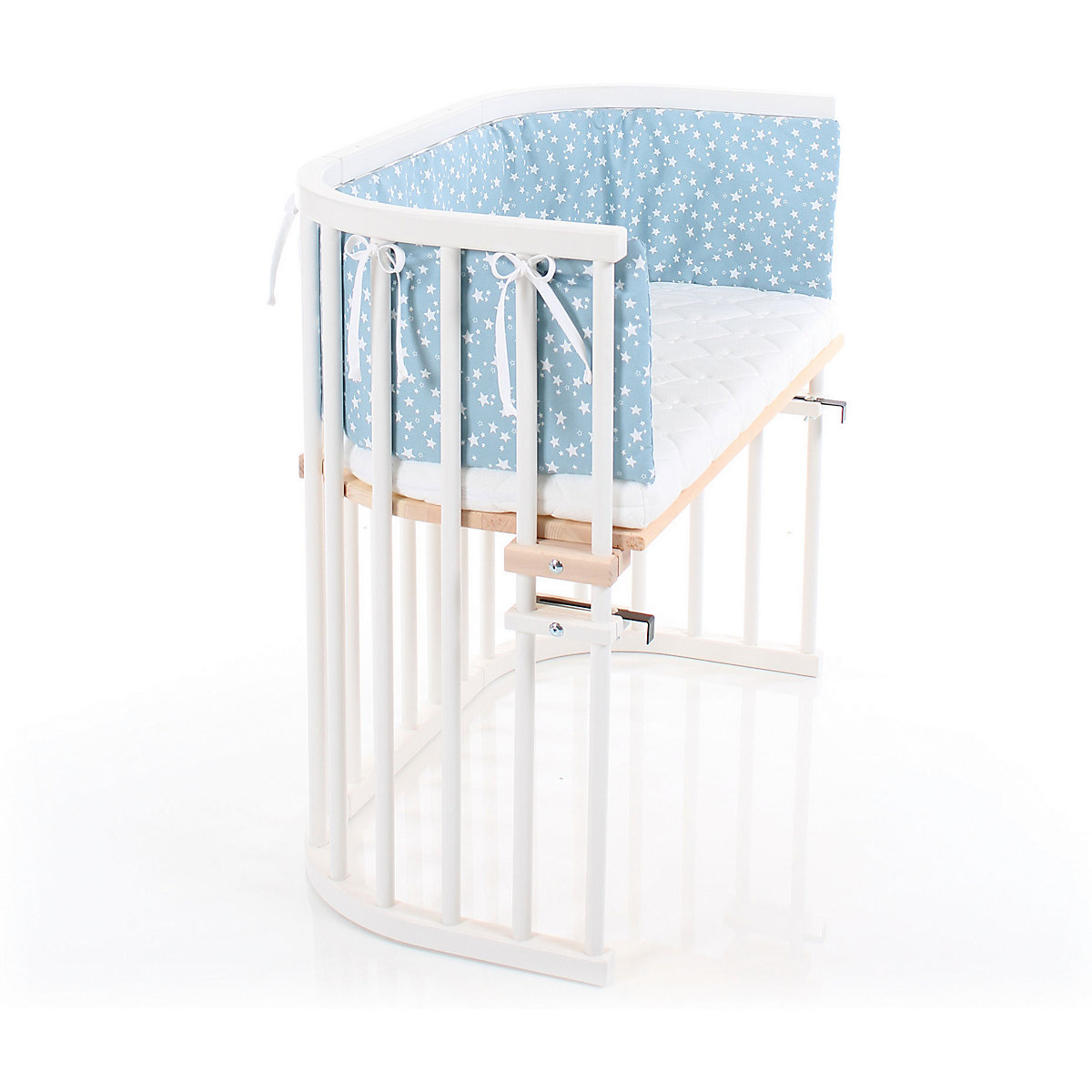 Beistellbett babybay Original, weiß lackiert mit Liegefläche aus Zirbelkiefer