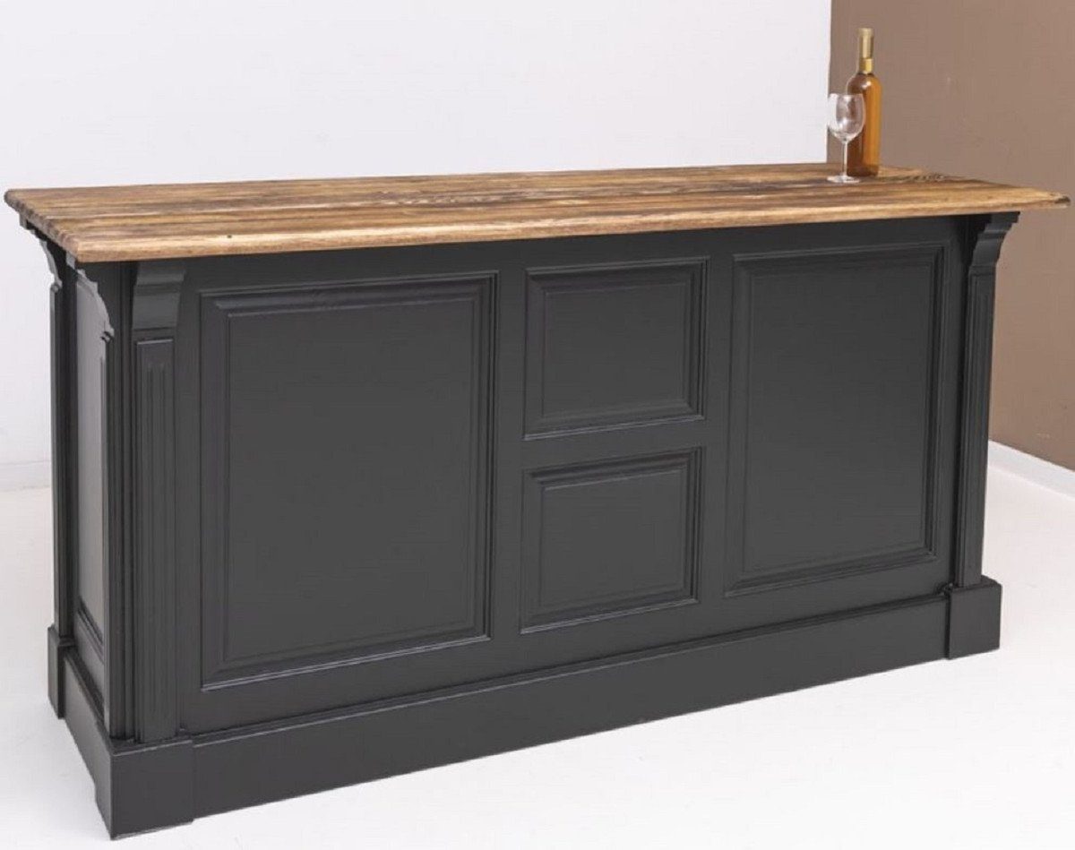 Casa Padrino Barschrank Landhausstil Bar Theke Schwarz / Braun 191 x 68 x H. 95 cm - Massivholz Thekentisch - Bartisch - Massivholz Bar Möbel im Landhausstil