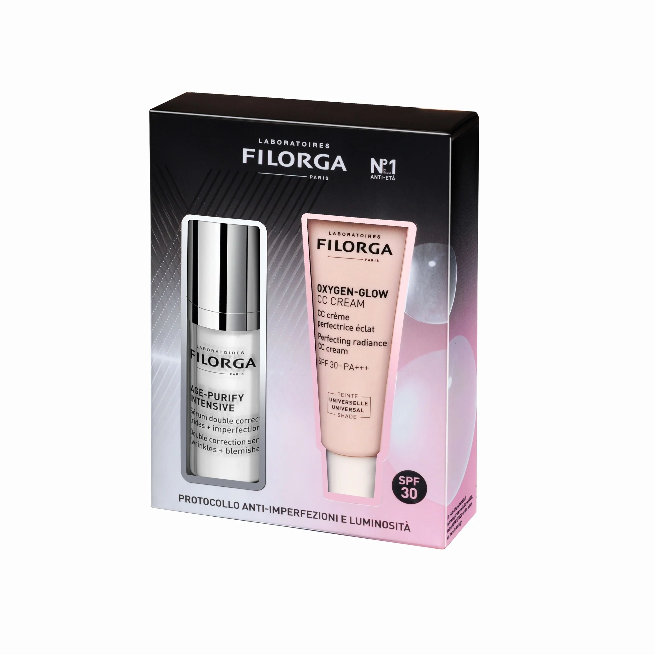 Age-Purify + Oxygen-glow CC-voidesetti - Epäpuhtauksia ehkäisevä setti, Meikkisetti, Epäpuhtauksia ehkäisevä kasvoseerumi, CC-voide