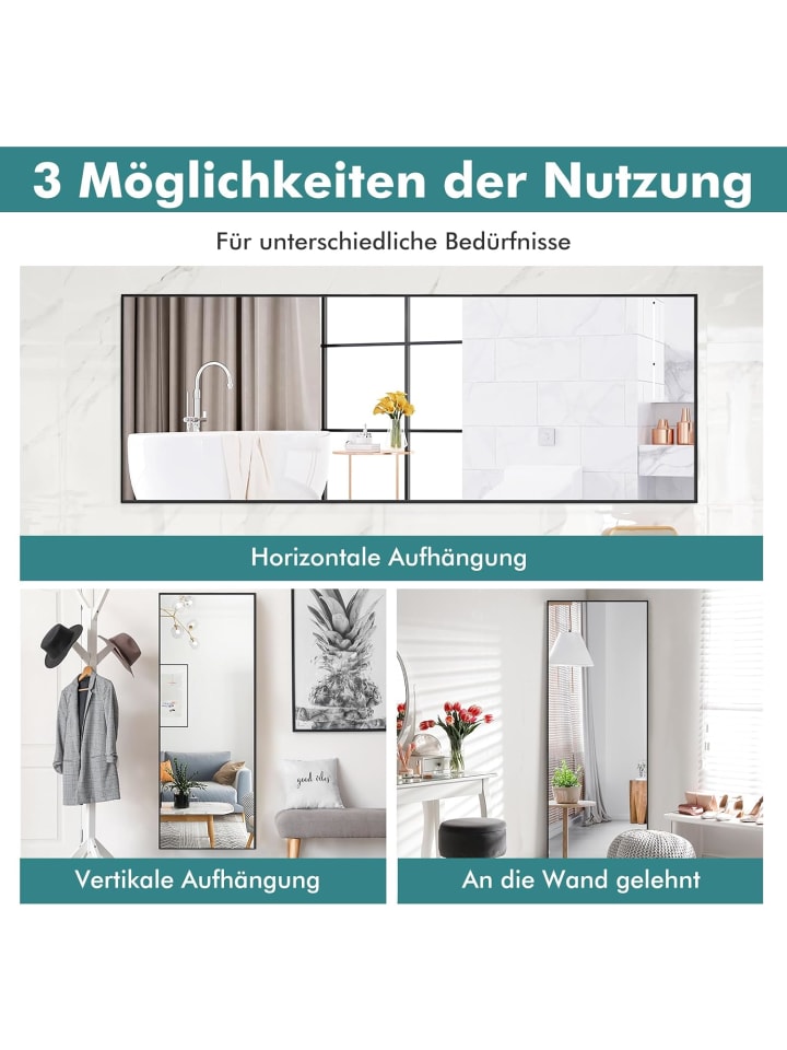 COSTWAY Wandspiegel in Schwarz günstig kaufen onesize