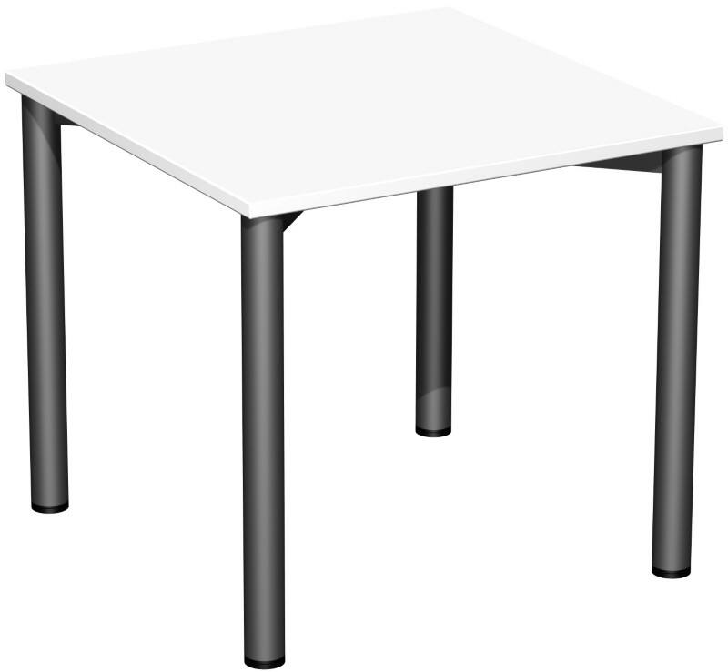 4 Fuß Flex Schreibtisch feste Höhe, 800x800x720, Weiß/Anthrazit