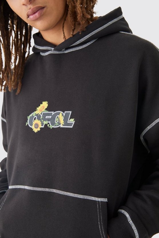 Kastiger Oversize Hoodie mit Print