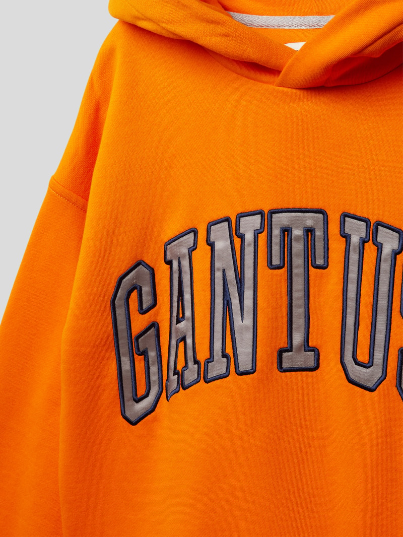 Oversized Hoodie mit Label-Stitching in orange