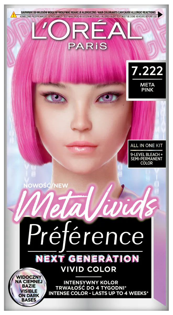 Фарба за косу Preference Metavivids, 7.222 Розе
