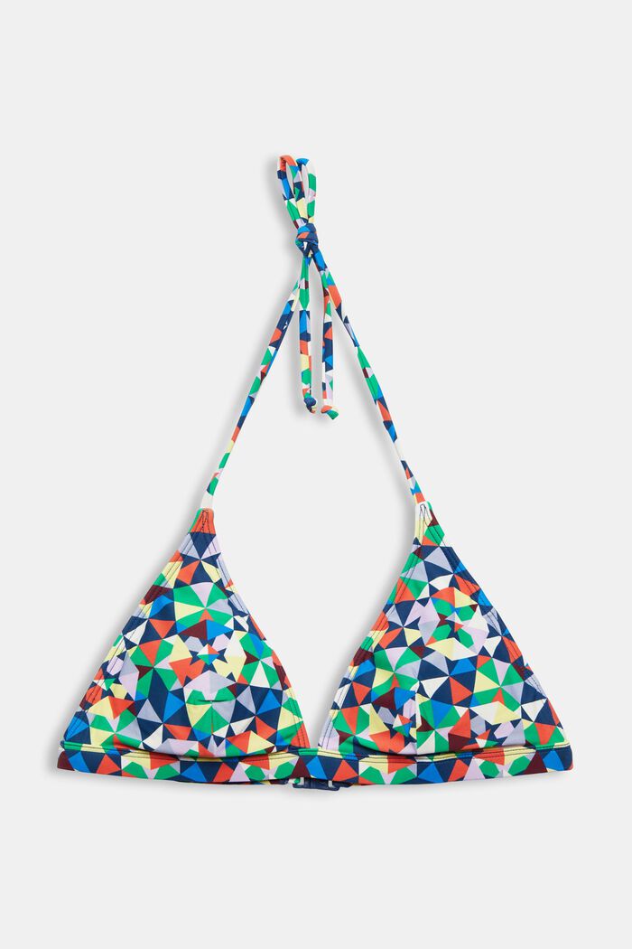 Recycelt: Neckholder-Top wattiert mit Allover-Print
