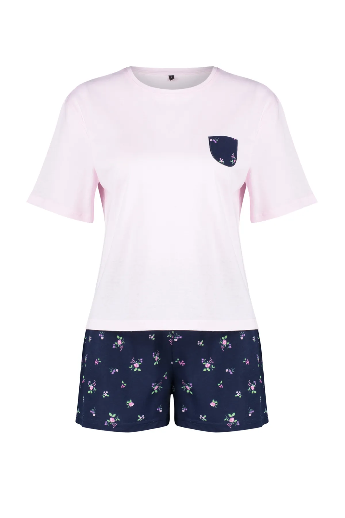 Trendyol Collection  Rosa Pyjama-Set aus 100 % Baumwolle, mehrfarbig, mit Blumenmuster, gestrickt THMSS24PT00214