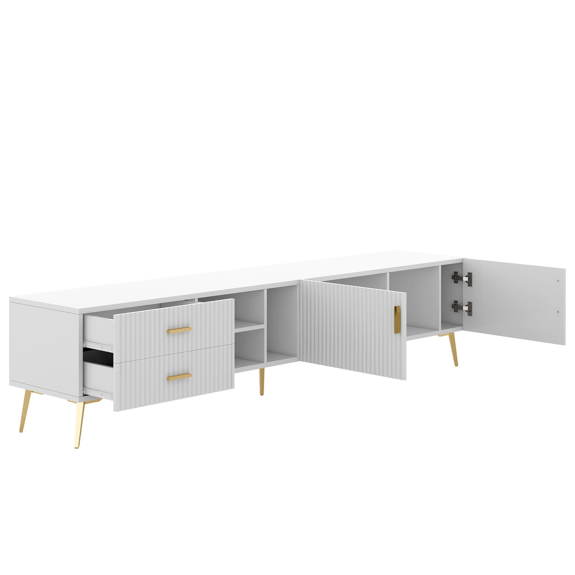OKWISH TV-Schrank Lowboards, für 75-Zoll-Fernseher,TV-Boards Modernes Entertainment-Center, Medienkonsole (weiß)