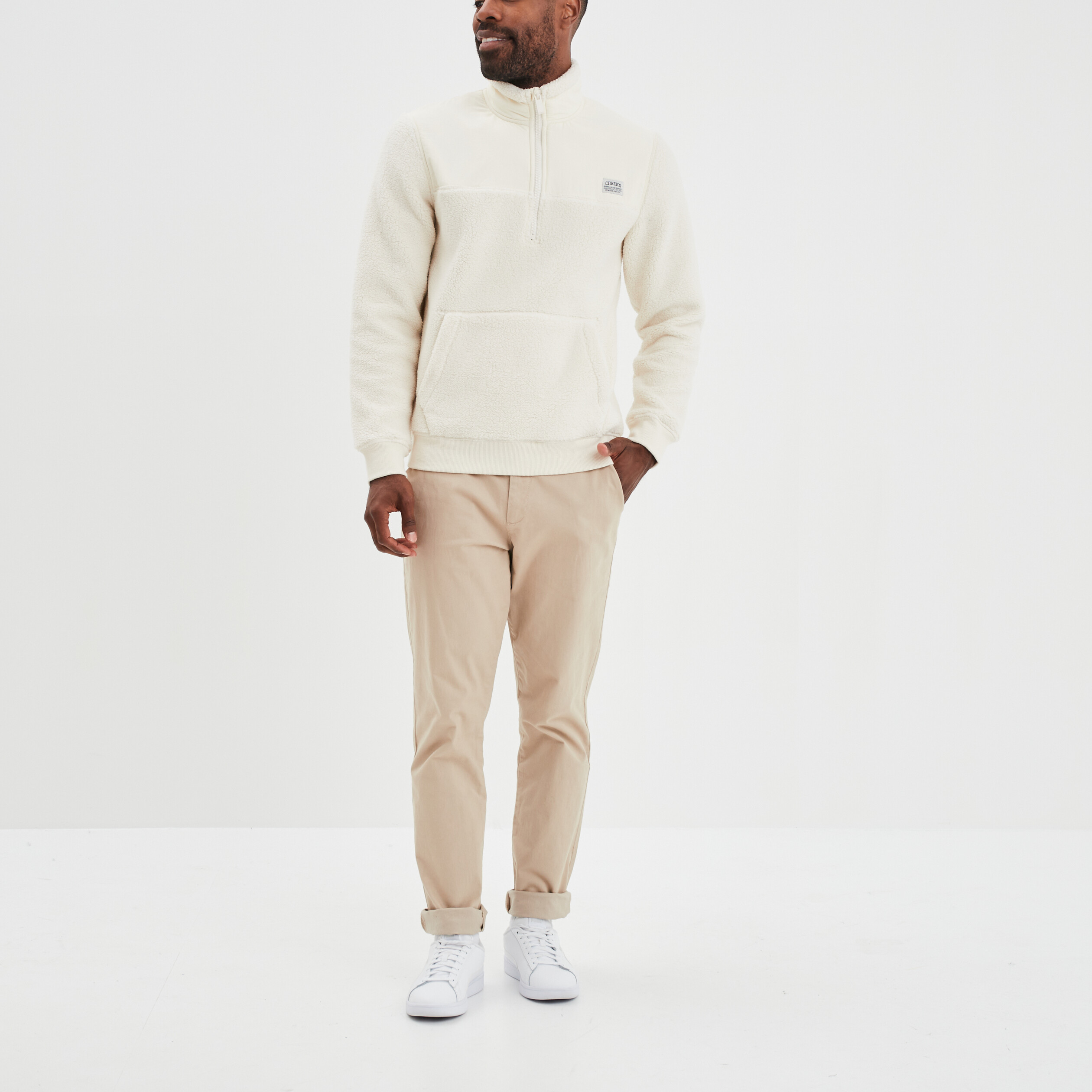 Sweat camionneur polaire Creeks blanc homme | La Halle