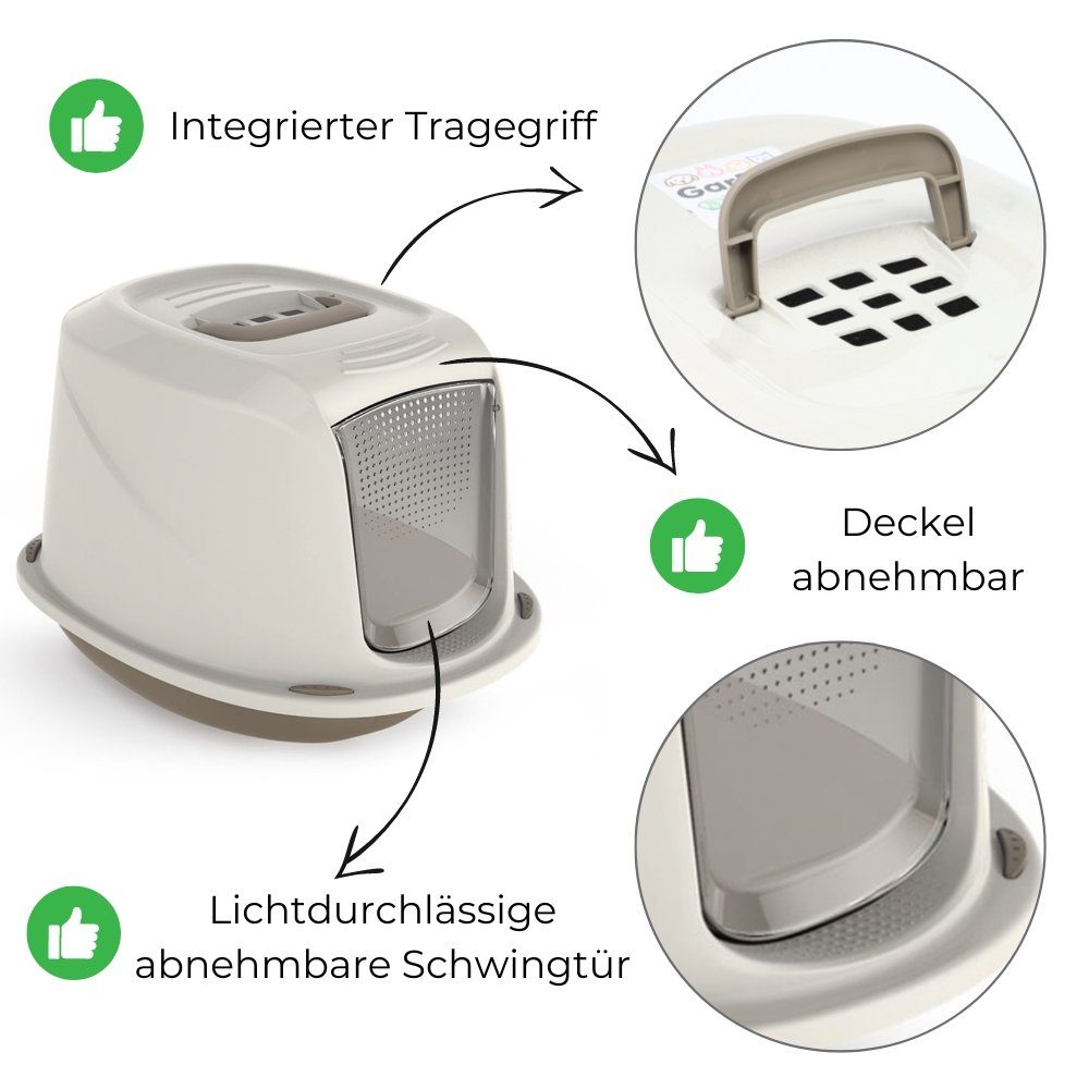 GarPet Katzentoilette Katzenklo mit Deckel Aktivkohlefilter Katzentoilette Hauben Toilette