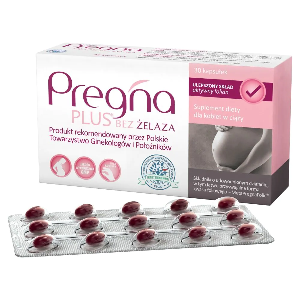 „Pregna Plus“ be geležies, maisto papildas nėščioms moterims, kapsulės