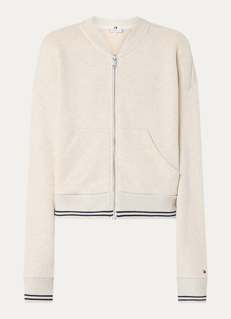 Jachetă de trening Tommy Hilfiger în stil universitar, cu logo brodat.
