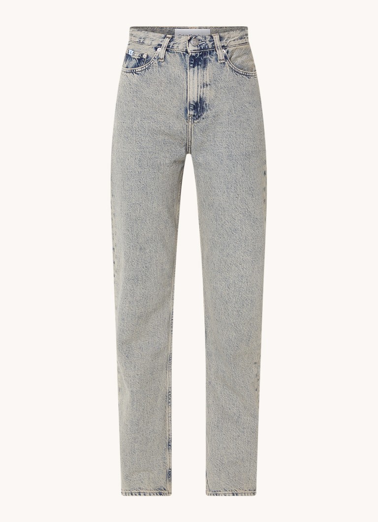 Calvin Klein high-waist straight-leg jeans with a colored wash
