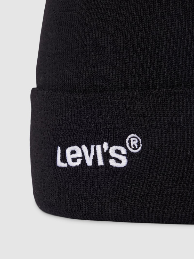 Beanie mit Logo-Stitching Modell 'Wordmark' in schwarz