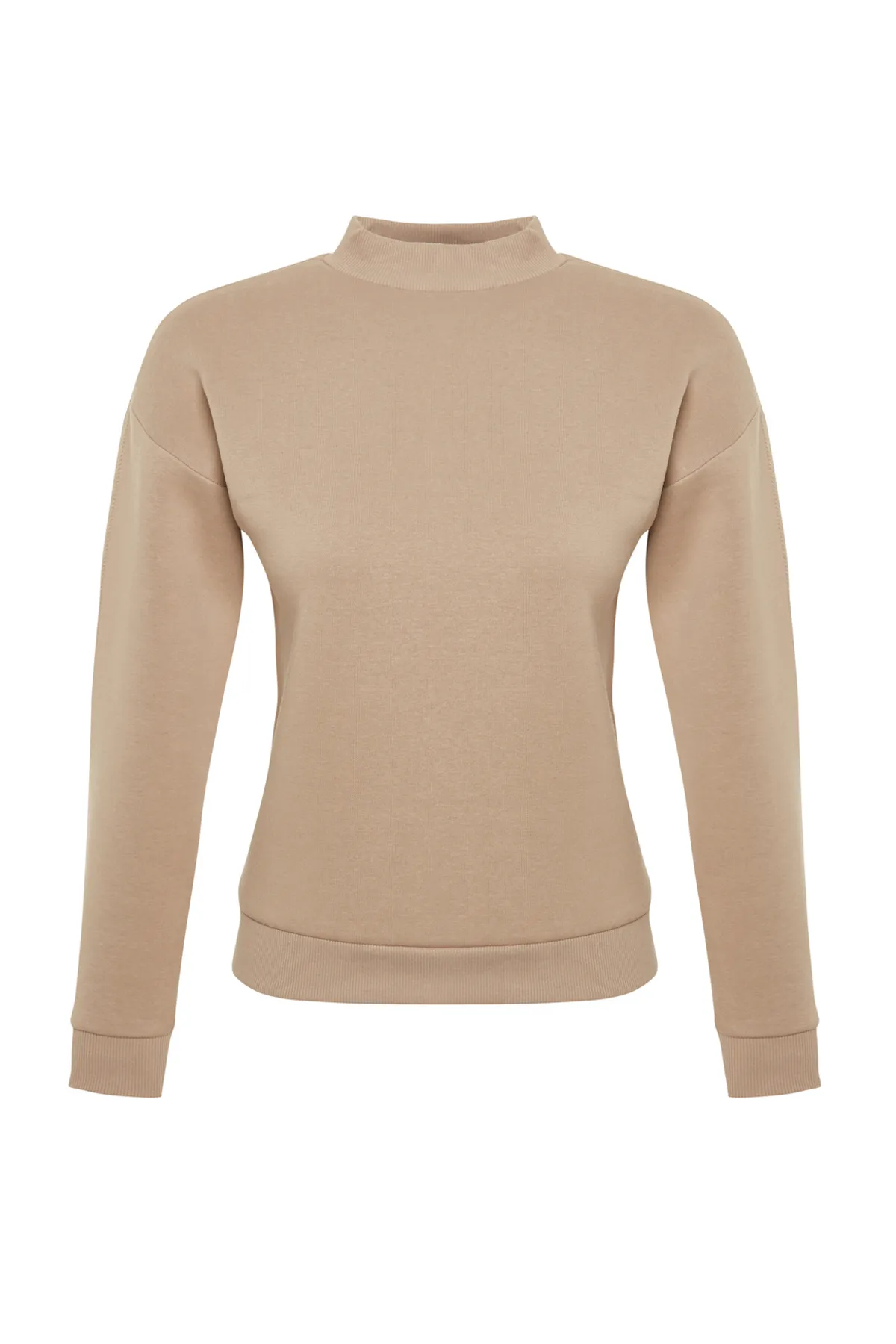 Trendyol Collection  Nerz Dickes Innenfleece Stehkragen Entspannte/Bequeme Passform Strick-Sweatshirt TWOAW20SW0584