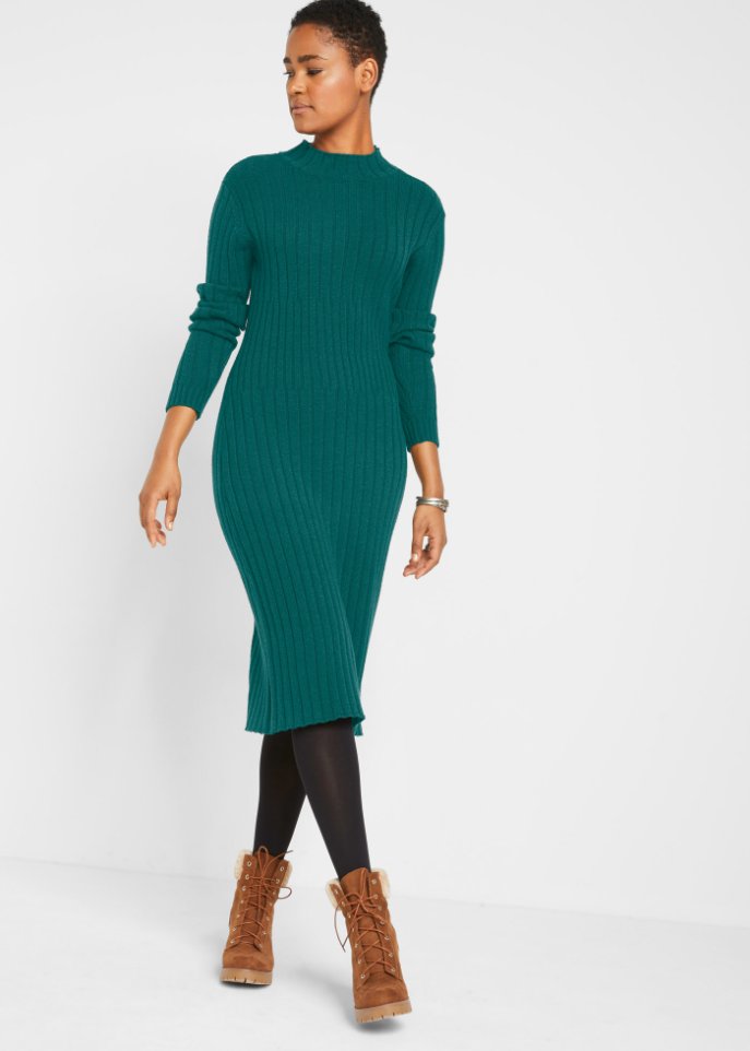 Strick-Midikleid, wadenlang