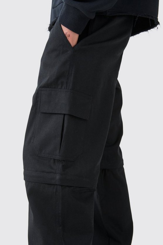 Lockere Twill Cargo-Hose mit Druckknöpfen und Reißverschluss