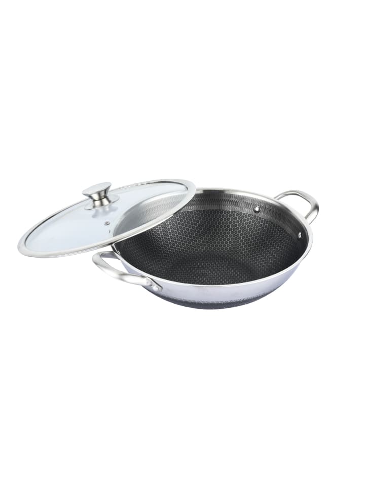Cheffinger Wok Topf Wabenstruktur Ø36cm Induktion Anti Haft Kratzfest in Silber günstig kaufen 1