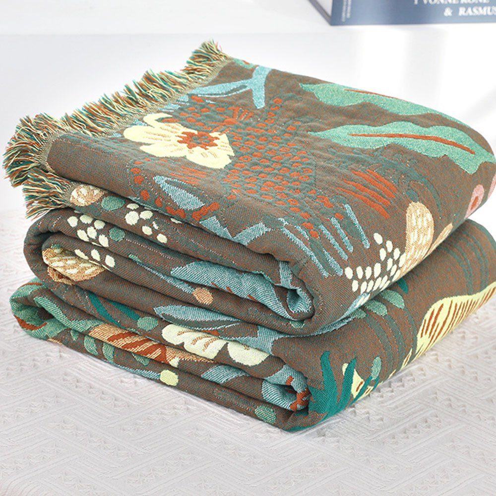 Baumwollbettdecke, Decke Baumwolle Doppelseitig mit Fransen Sofa Blanket 150cmX200cm, FELIXLEO
