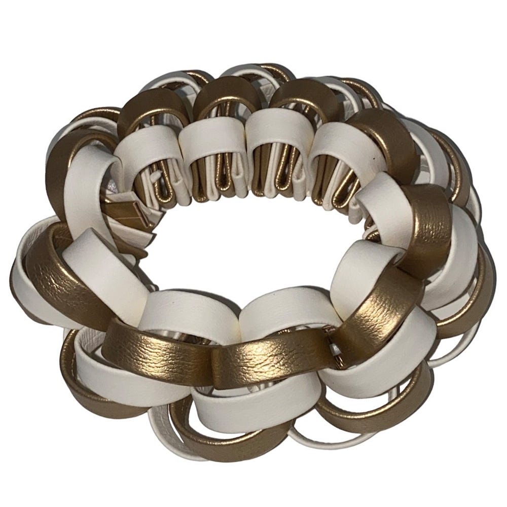 Cléoe Braided Scrunchie White and Gold