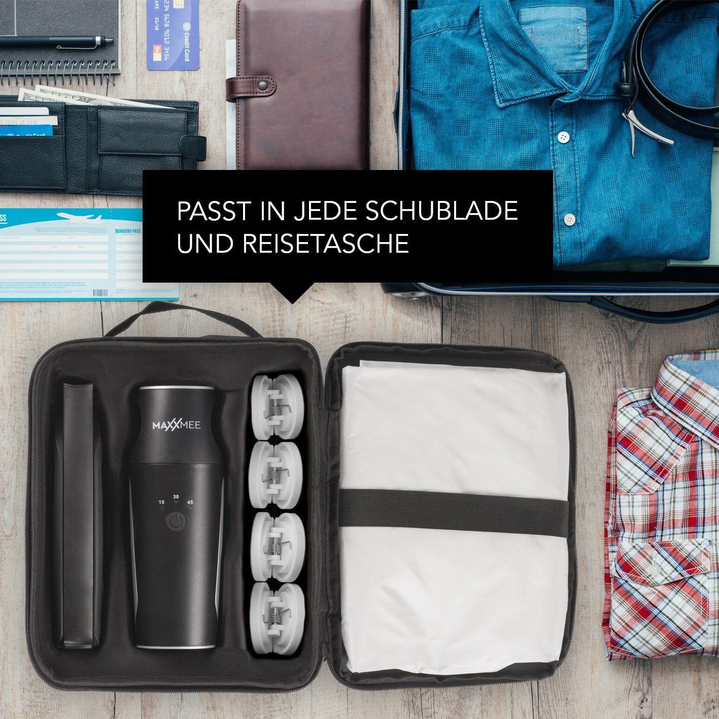 MAXXMEE Bügelsystem inkl. Tasche, Hemden- & Blusenbügler Kompakt schwarz