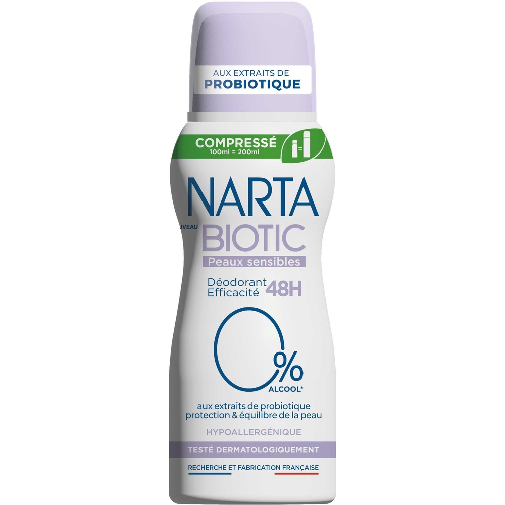 NARTA Déodorant compressé efficacité 48h, sans alcool Déodorant