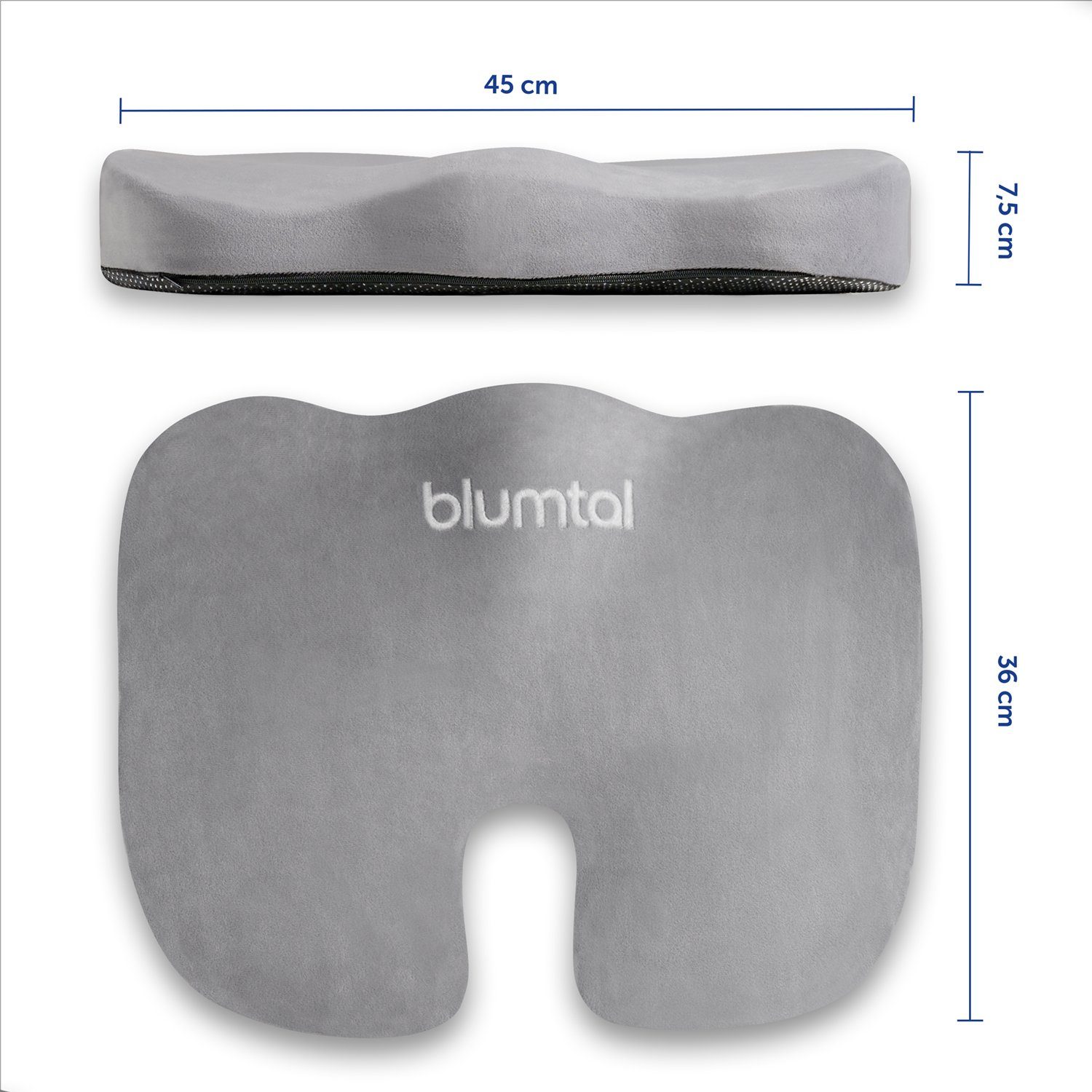 Blumtal Sitzkissen Orthopädisches Sitzkissen, Keilkissen mit 3 Härtegraden, Keilkissen mit 3 Härtegraden - Ergonomisches Sitzkissen für Bürostuhl