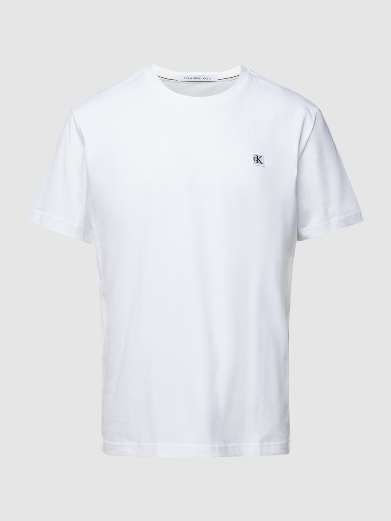T-Shirt mit Logo-Stitching Modell 'EMBRO' in weiss