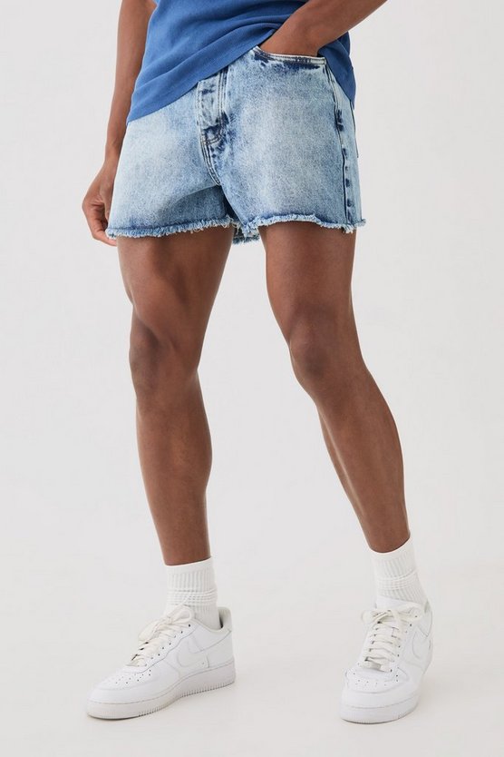 Lockere super kurze Jeansshorts in Mittelblau