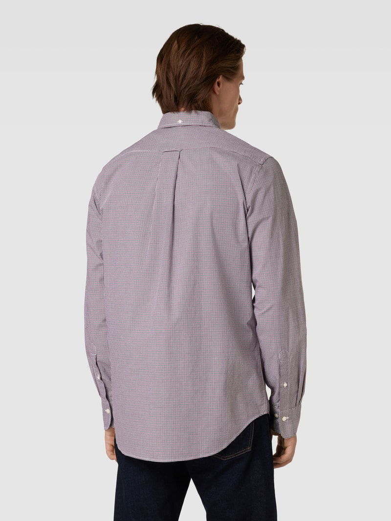 Regular Fit Freizeithemd mit Label-Stitching Modell 'POPLIN' in bordeaux rot