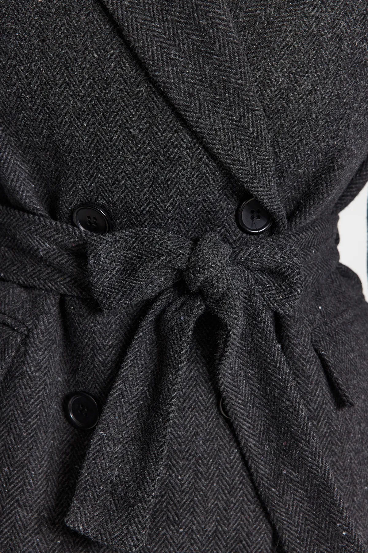 Trendyol Collection  Schwarzer, regulärer, gewebter Blazer mit Krawattendetails TWOAW24BC00017
