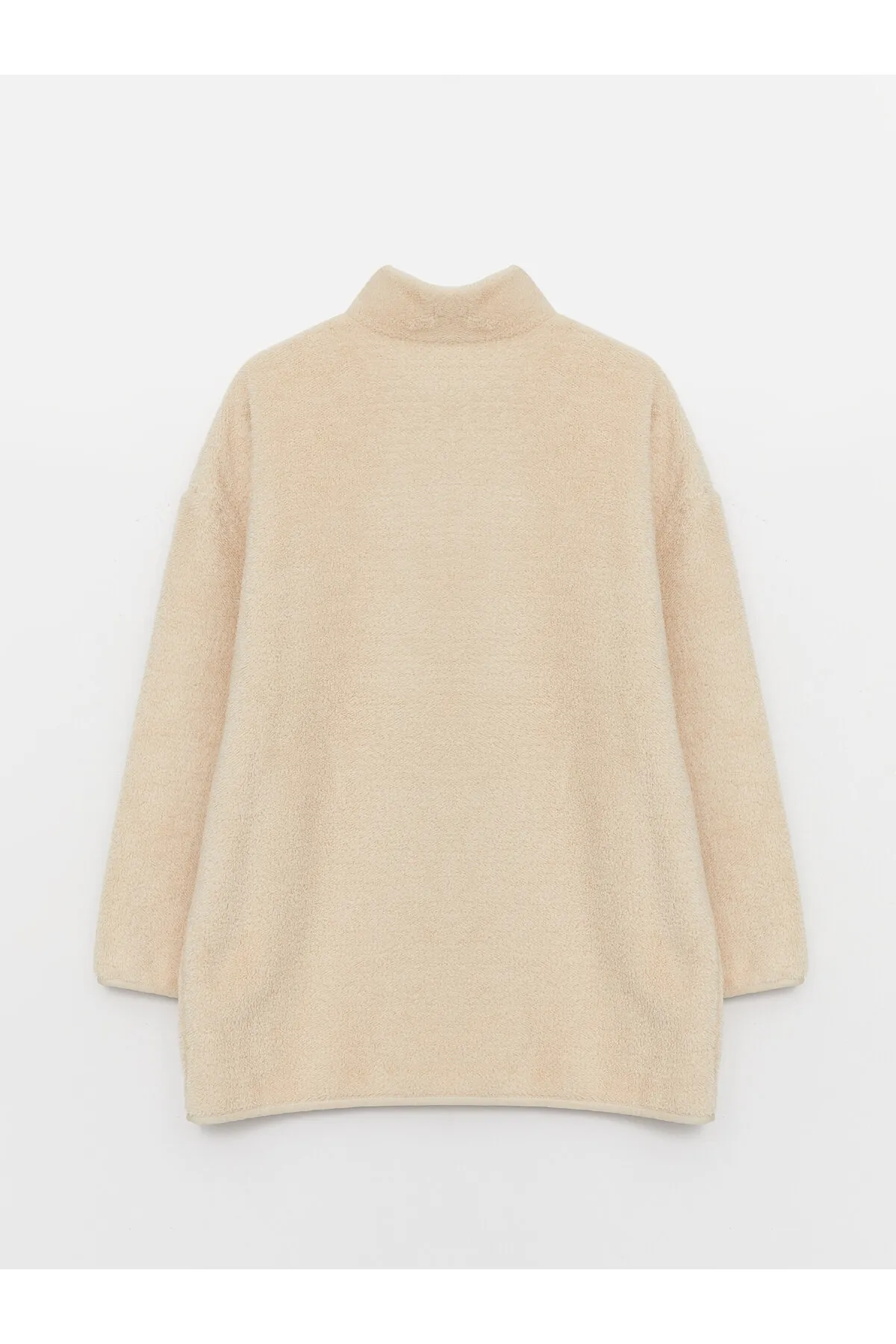 LC Waikiki  Bedruckte, langärmlige Oversize-Damentunika mit hohem Kragen