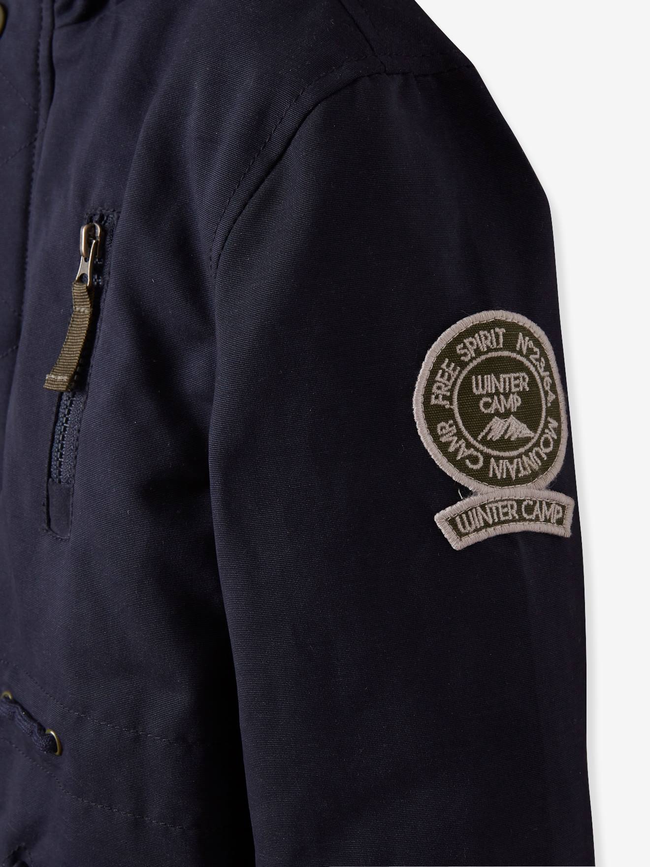 Parka garçon doublée peluche encre