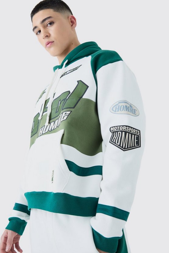 Kastiger Oversize Hoodie mit Moto-Applikation