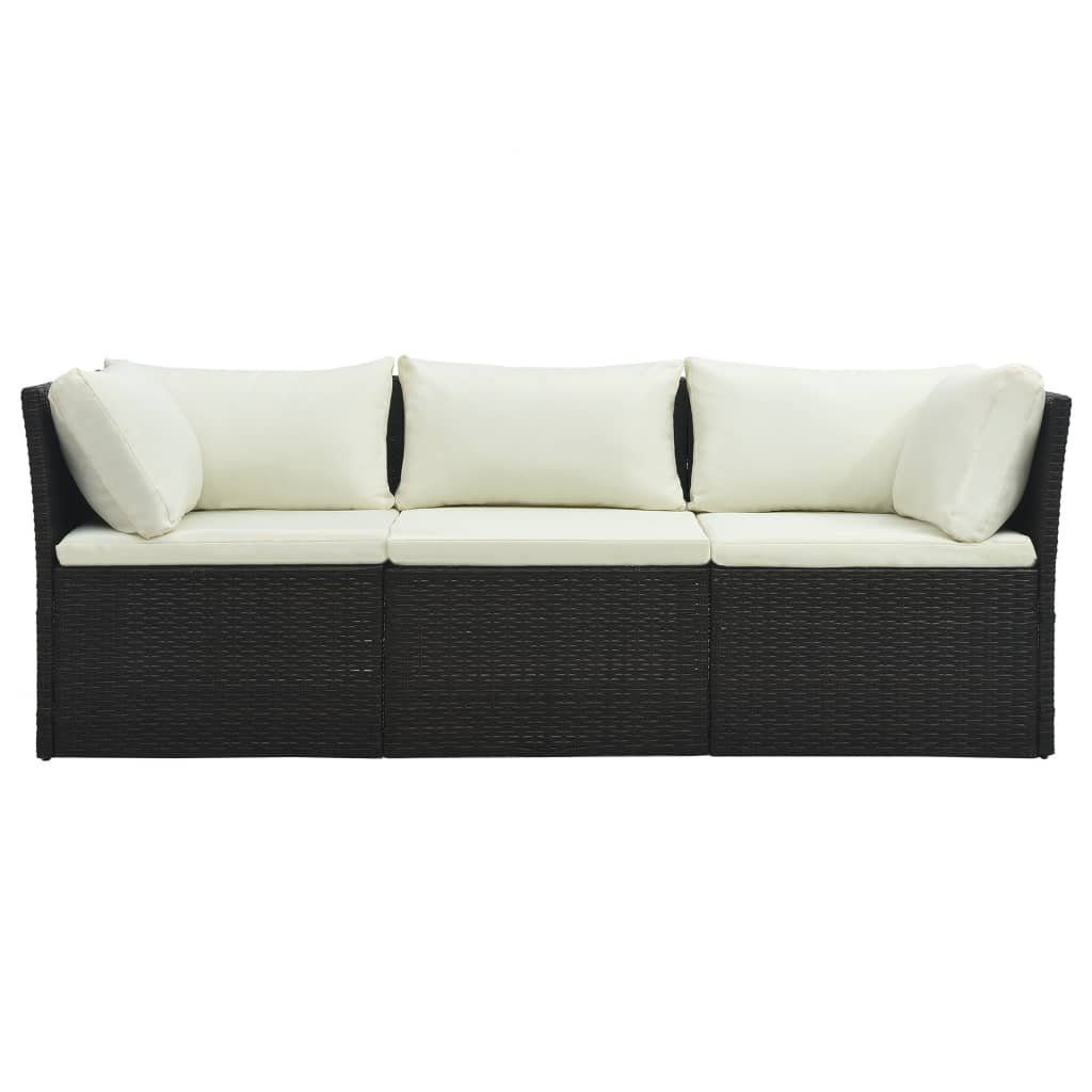 vidaXL Loungesofa 4-tlg. Garten-Lounge-Set mit Auflagen Poly Rattan Braun, 1 Teile