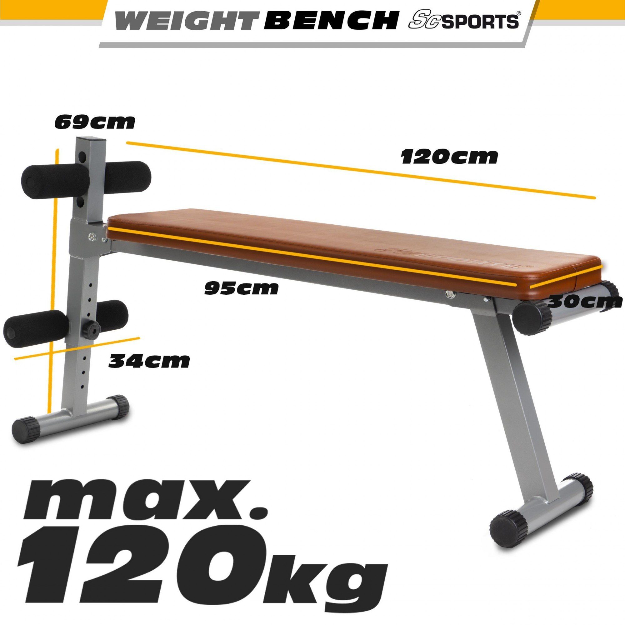 ScSPORTS® Hantelbank Sit Up Bank Bauchtrainer Verstellbar bis 120kg Klappbar