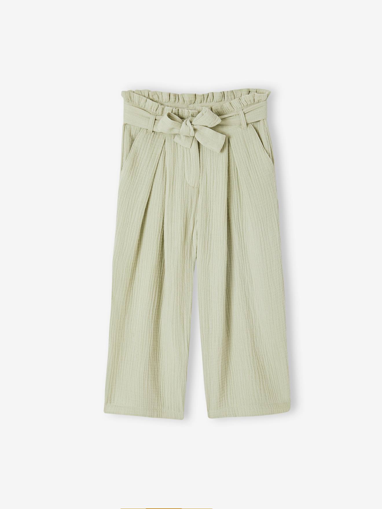 Vertbaudet Mädchen Paperbag-Hose, 7/8 - wollweiß