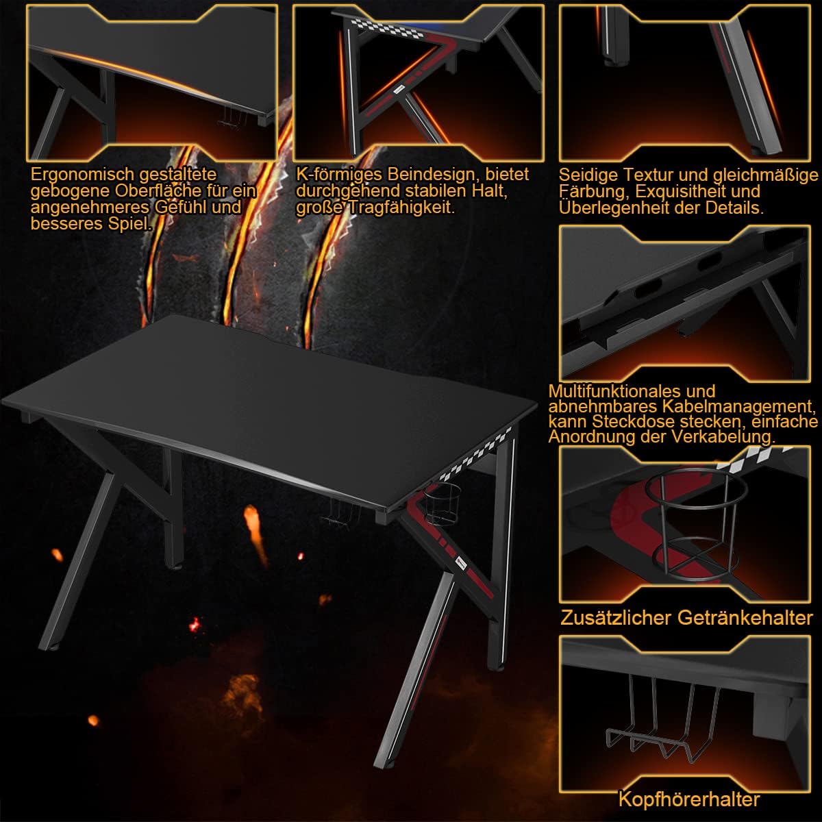 Costway Gaming Tisch 115 cm