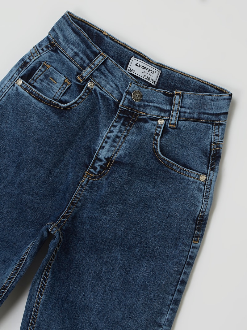 Cropped Balloon Fit Jeans mit Stretch-Anteil in blau