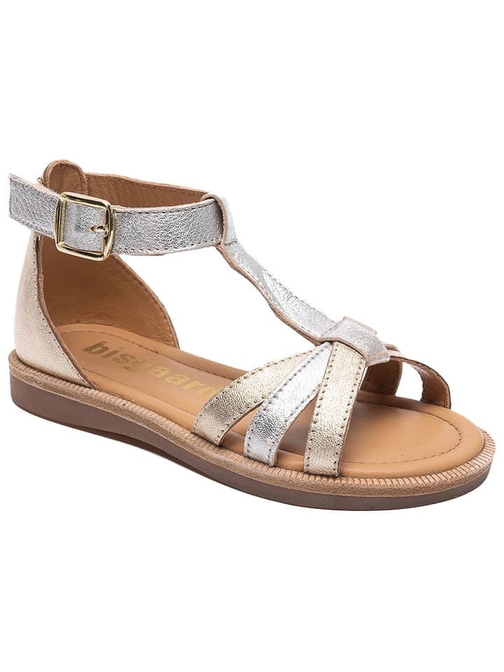 bisgaard Leder-Sandalen in Silber/ Gold günstig kaufen