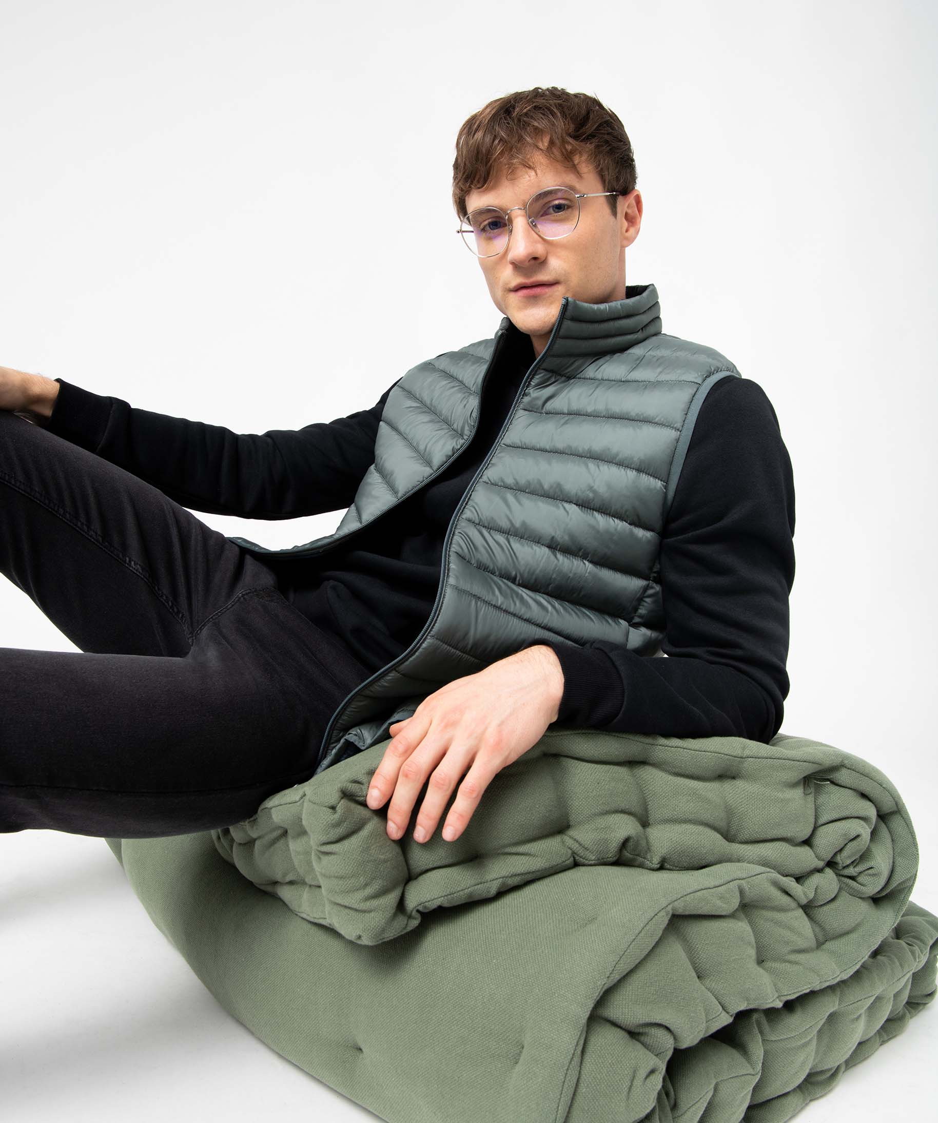 Blouson homme matelassé sans manches vert | GEMO