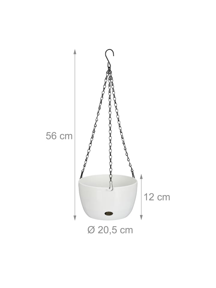 relaxdays 2 x Blumenampel in Weiß - (H)56 x Ø20,5 cm günstig kaufen onesize