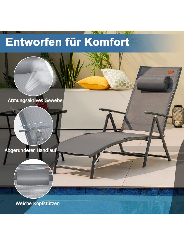 COSTWAY Sonnenliege klappbar in Grau günstig kaufen onesize